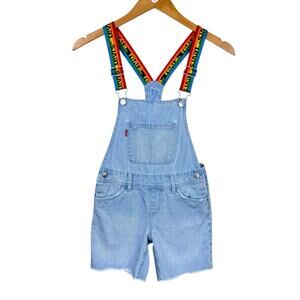 Levi’s Youth Girls Rainbow Light Wash Denim Cut Off Jean Shortalls Overalls